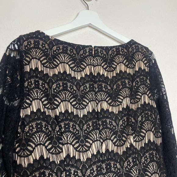 Jessica Howard Black Lace Nude Lining 3/4 Sleeve Dress 8 - Picture 9 of 11